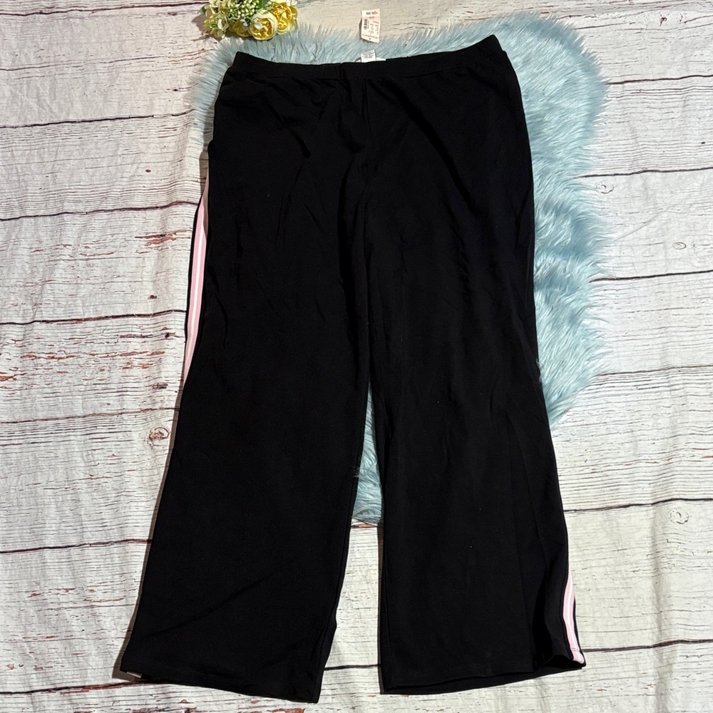 NWT Dressbarn Black pink Side Stripe Wide-Leg Pants sz 3X